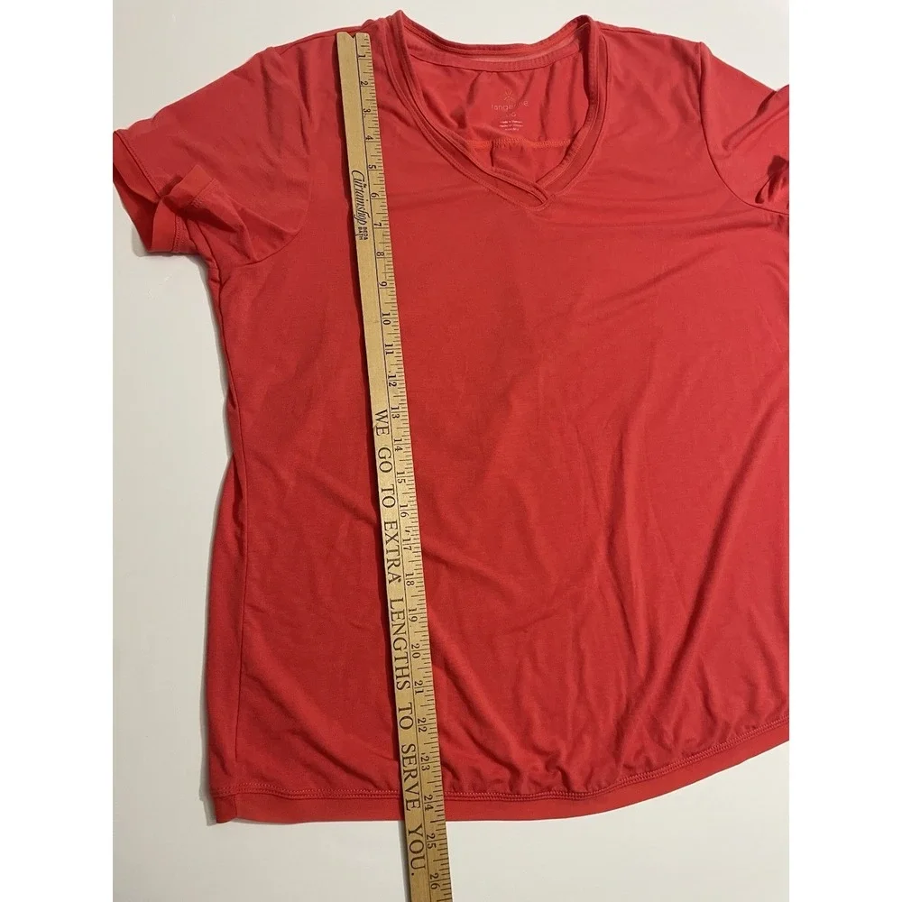 Tangerine Womens Athletic V-neck Top Large Coral Short Sleeve Activewear Yoga - Picture 8 of 13